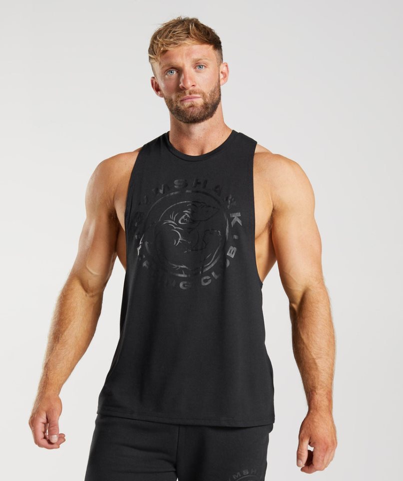 Podkoszulki Gymshark Legacy Drop Arm Męskie Czarne | PL 768AIJ